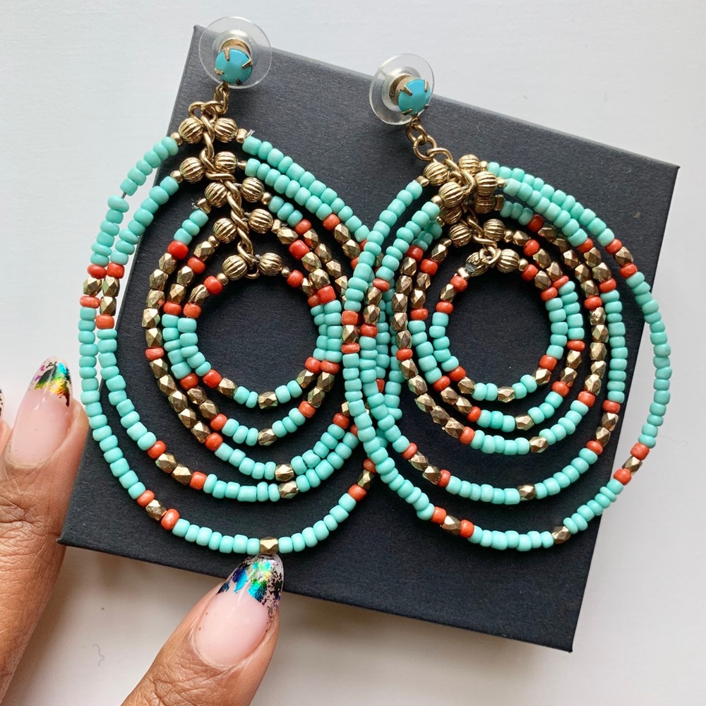 Turquoise Beaded Statement Earrings